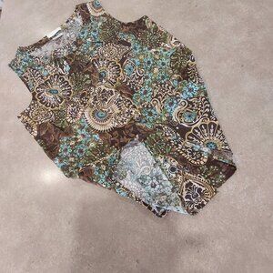 VAN HEUSEN Women's 100% Cotton Graphic Paisley Sleeveless Blouse - Size S/P